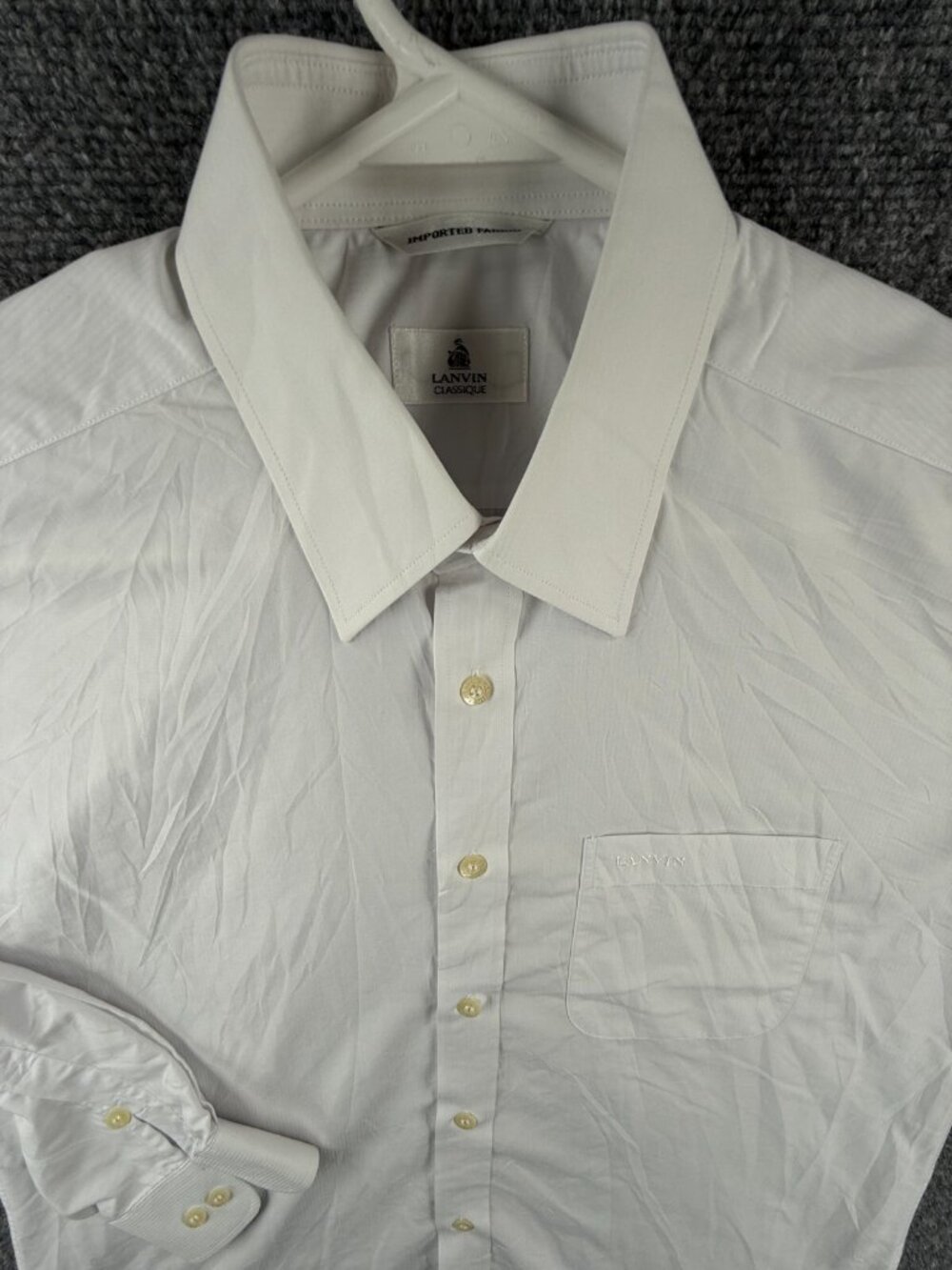 Lanvin Classique Button Up Shirt Long Sleeve White Size 40-82 Polyester Blend